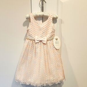 American Princess Pink Dress with Colorful Florals, Sequins, Bow